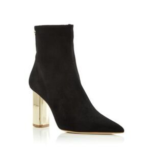 MALONE SOULIERS Womens Black Gold Tone Heel And Laika Leather Booties 39